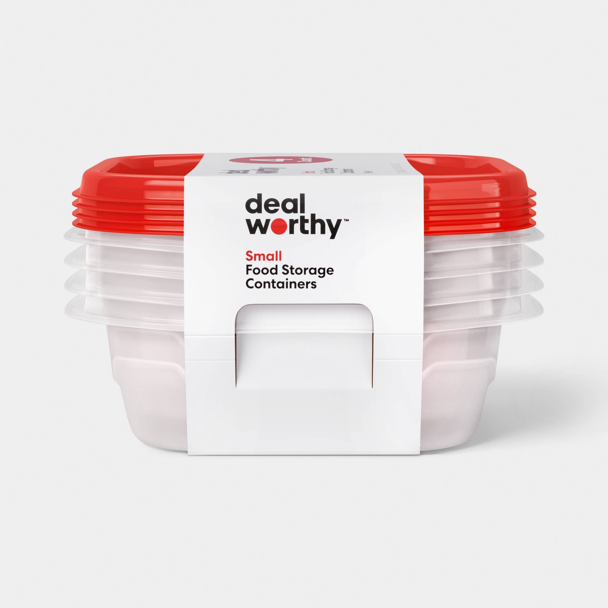 Food Storage Square Containers - 4개의 작은 사각형 식품 보관 용기(스냅