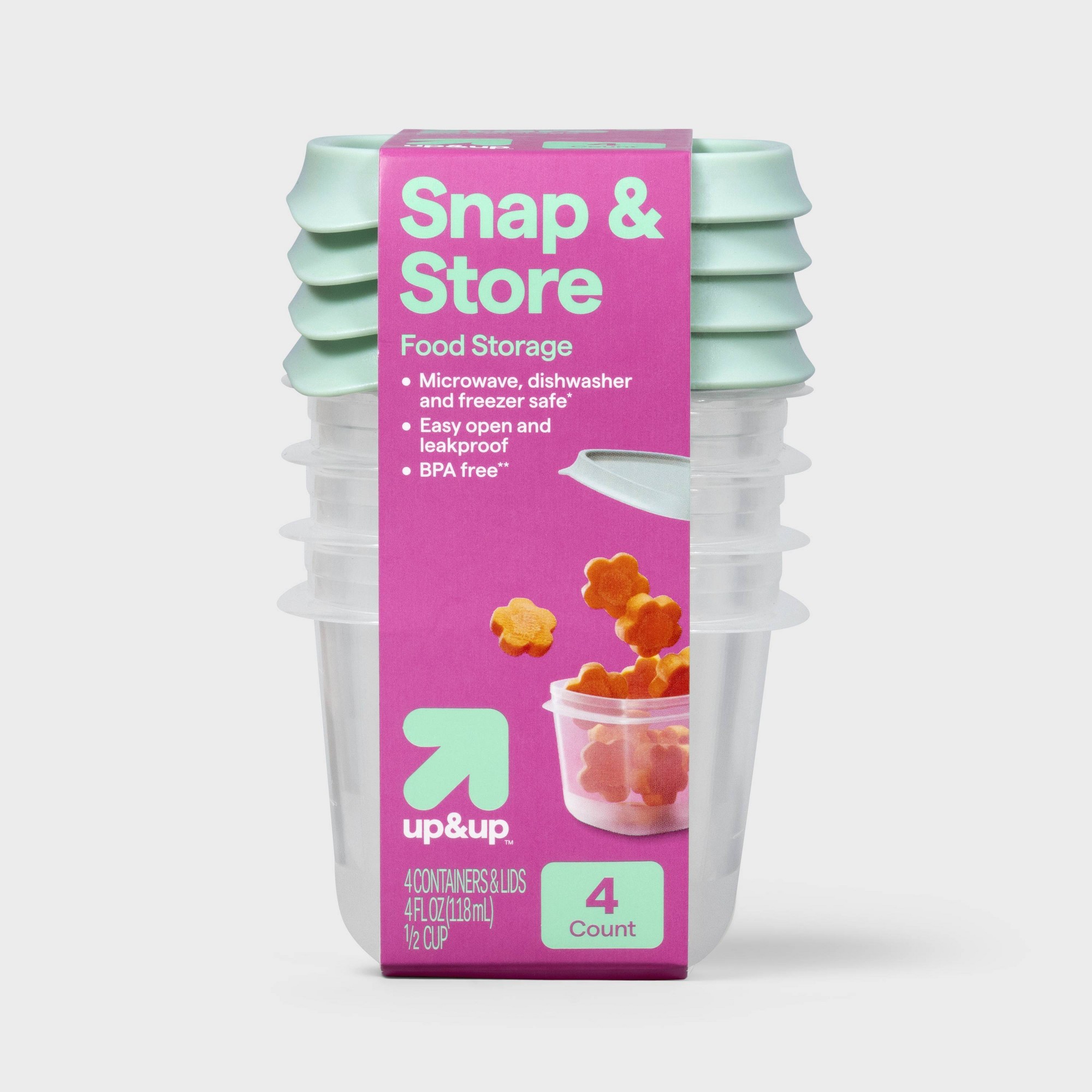 Food Storage Square Containers - 4ct 미니 사각형 하프컵 식품 보관
