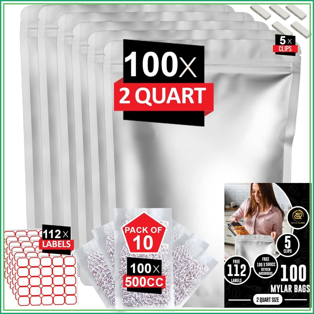 Food Storage Oxygen Absorbers - 100개입 2쿼트 마일라 백(산소 흡수제 100개,