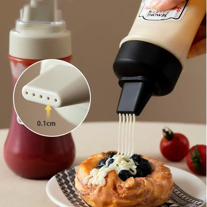 Condiment Squeeze Bottle - 350ml 5 홀 짜기 병 노즐이있는