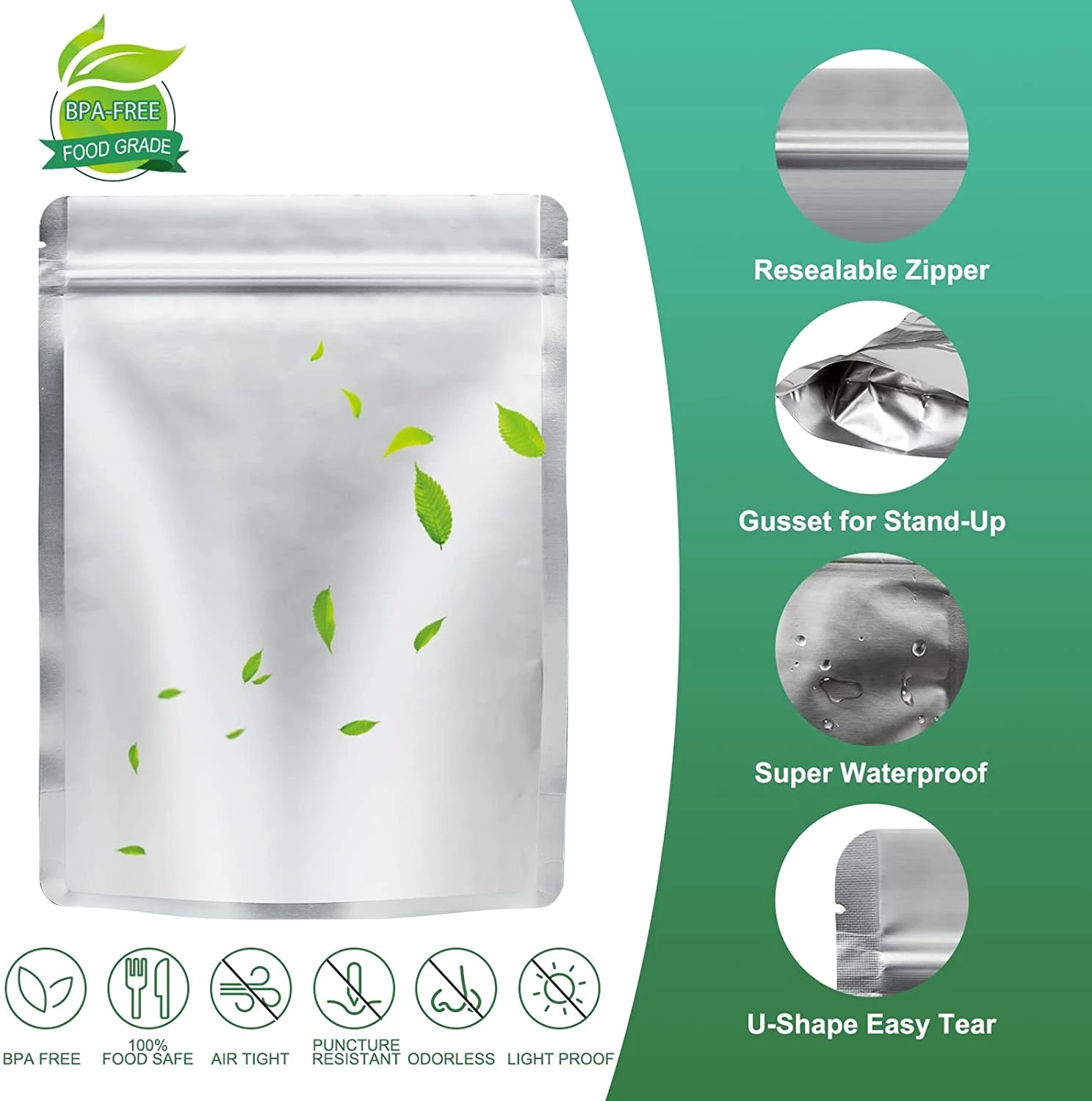 Food Storage Oxygen Absorbers - 50팩 재사용 가능 알루미늄 호일 포장