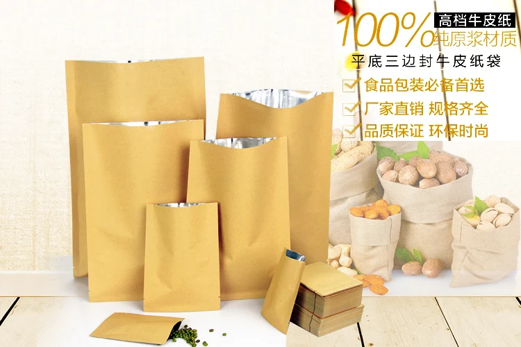 Food Storage In Mylar Bags - 8*12cm 오픈 탑 브라운 크래프트 종이