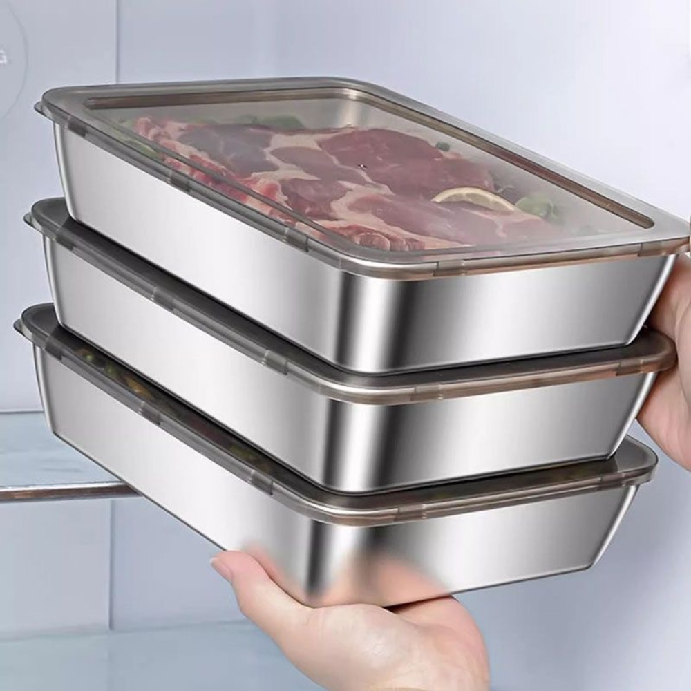 Storage Food Tray - 식품 등급 스테인리스 스틸 서빙 트레이(뚜껑