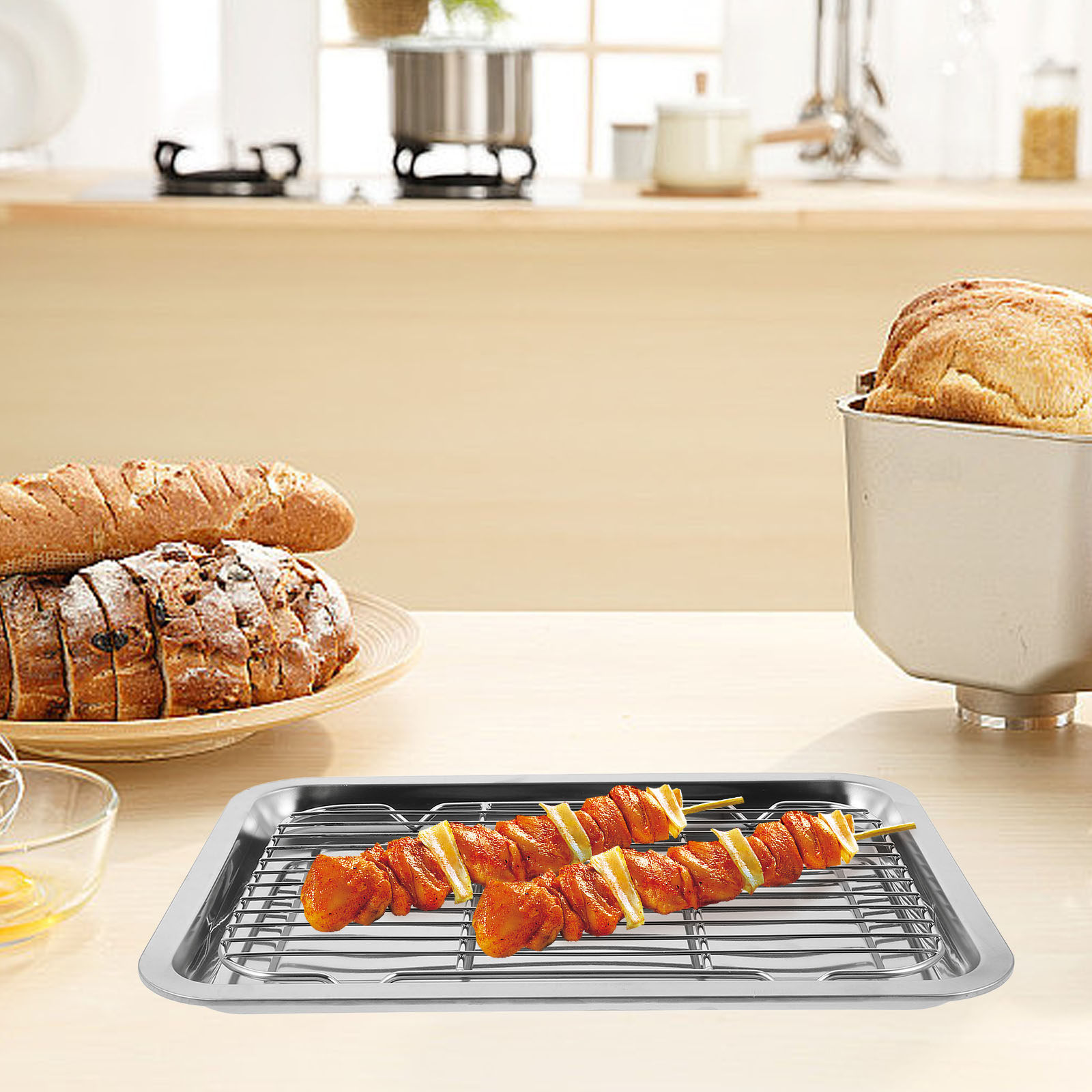 Storage Food Tray - 1세트 스테인리스 스틸 와이어 베이킹 랙