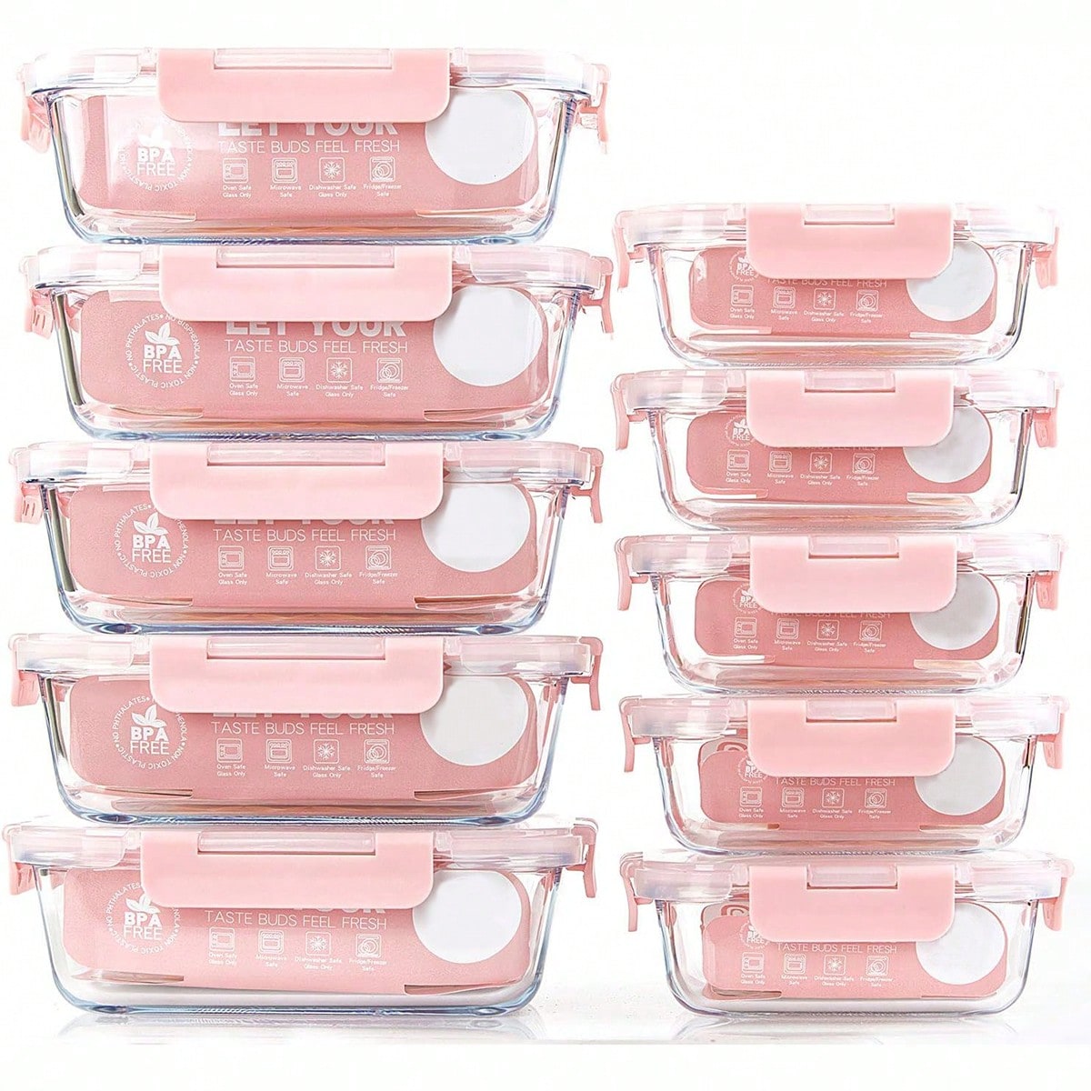 Food Storage Square Containers - 10팩 유리 밀프렙 용기, 뚜껑이 있는