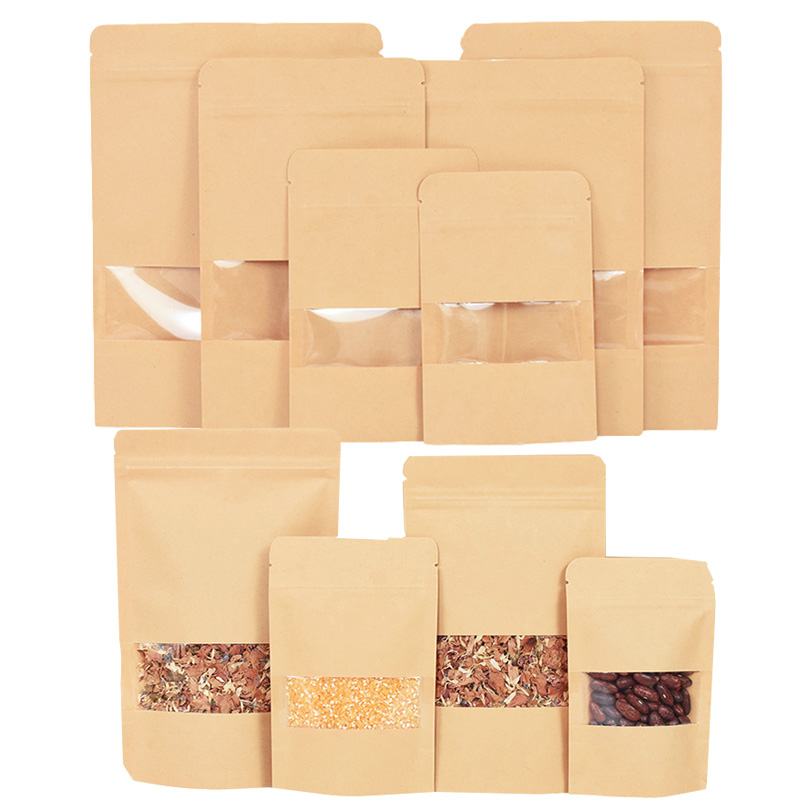 Food Storage Zip Bags - 20/50pcs 크래프트 종이 지퍼 잠금 가방