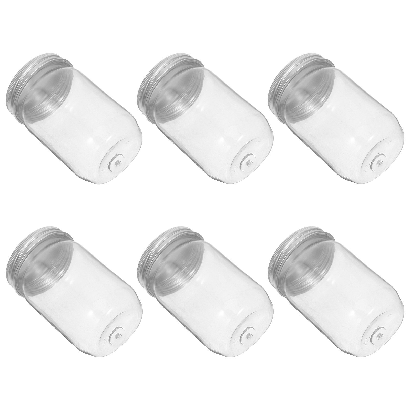 Food Storage Kitchen - 6Pcs 투명 플라스틱 메이슨 항아리(밀폐 뚜껑