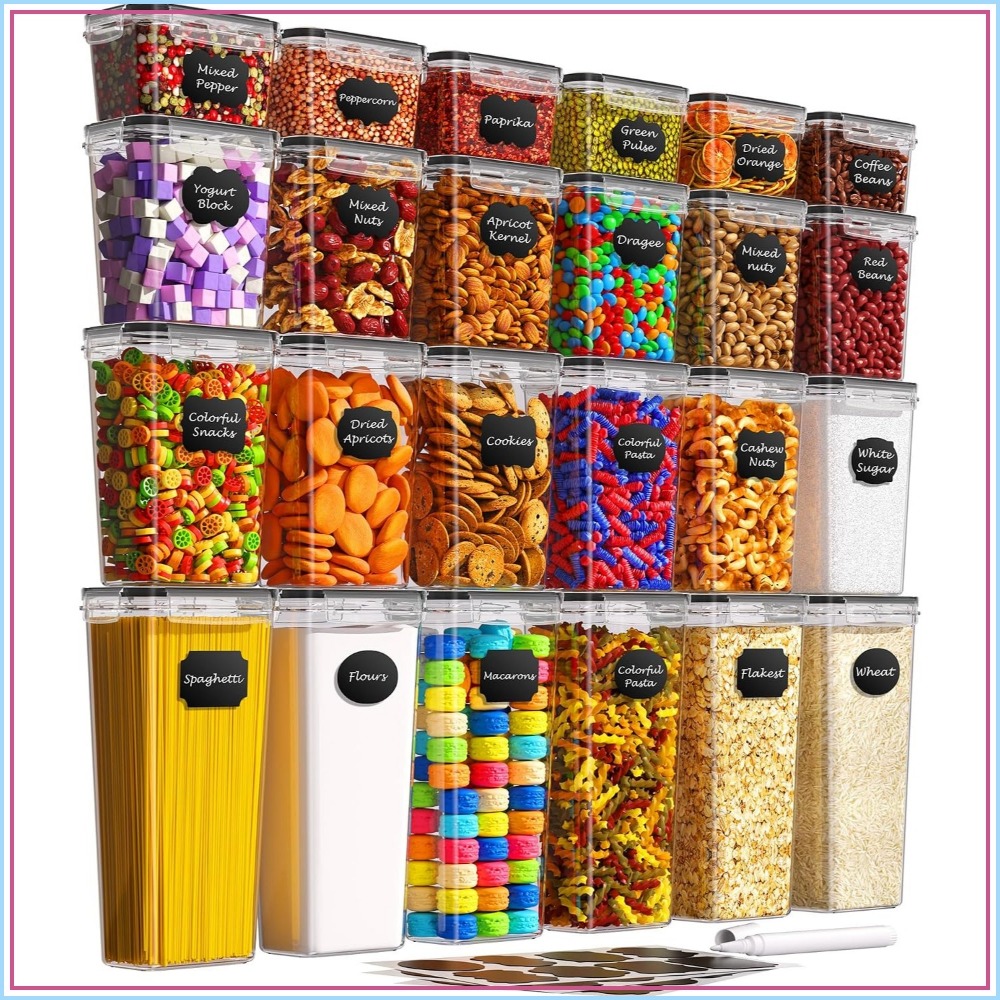 Food Storage Labels - 24개의 밀폐 식품 보관 용기(뚜껑 포함),