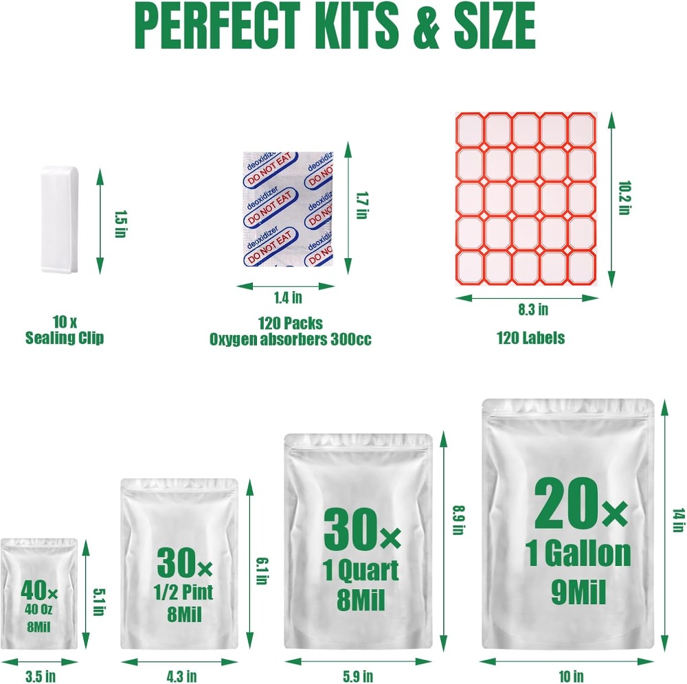 식품 보관용 마일라 백 120개, 300cc 산소 흡수 - Food Storage Oxygen Absorbers 리뷰 및 가격