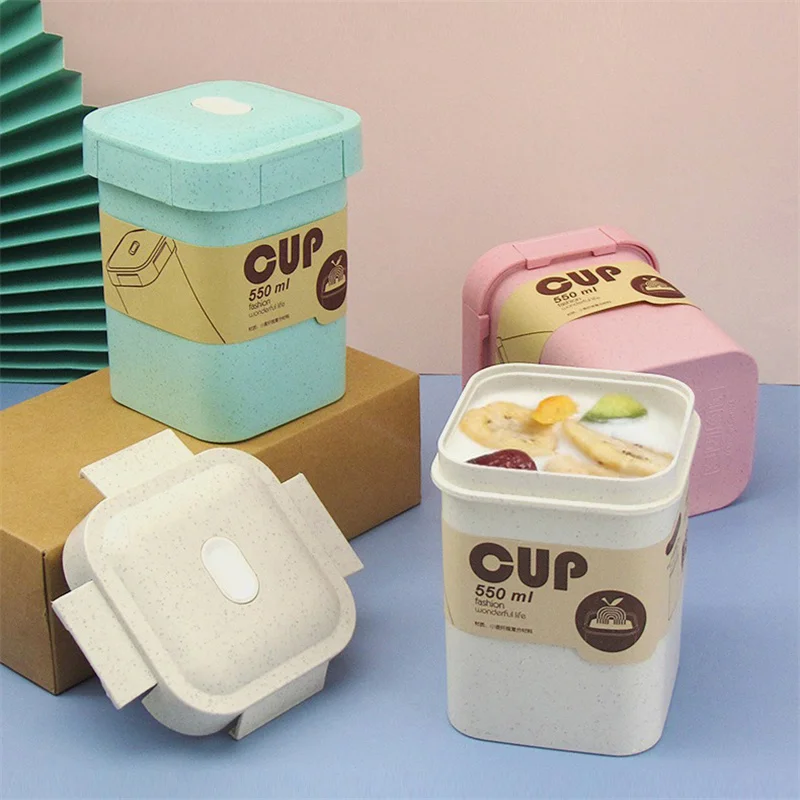 밀짚 학생 도시락 상자 550ml 건강한 BPA 무료  - Food Storage Square Containers 리뷰 및 가격