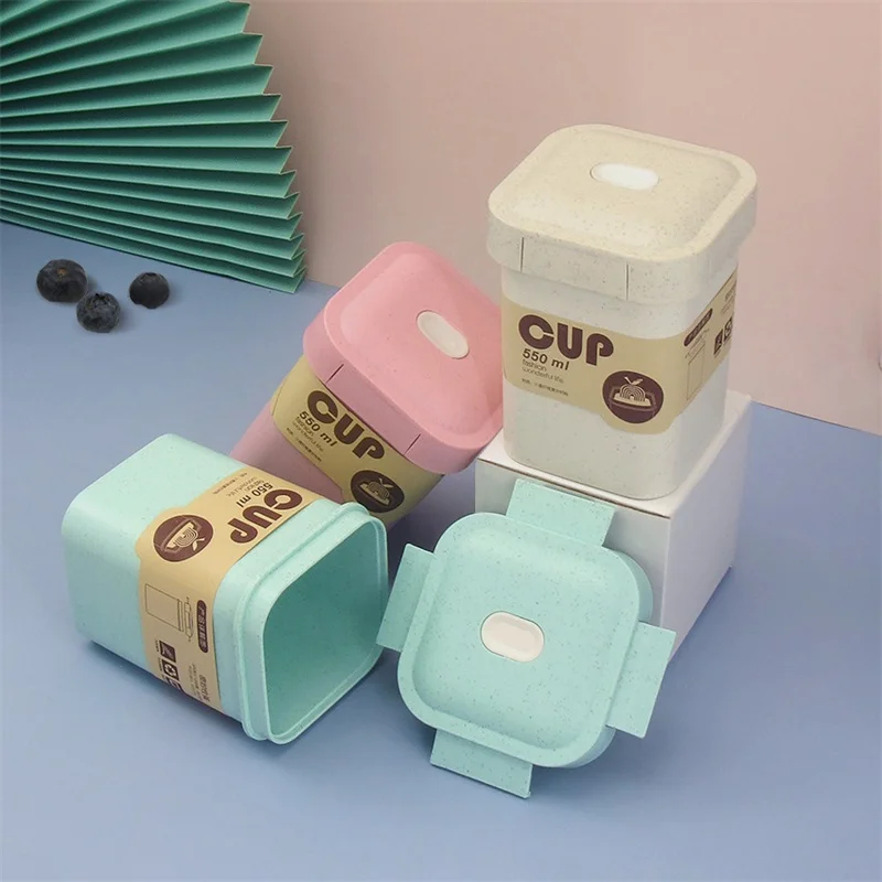 밀짚 학생 도시락 상자 550ml 건강한 BPA 무료  - Food Storage Square Containers 리뷰 및 가격