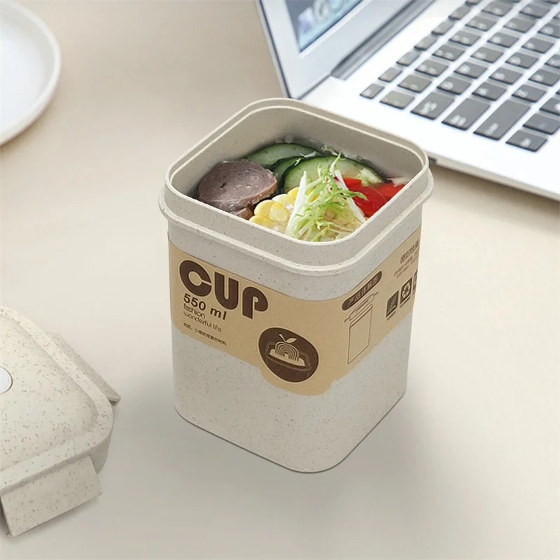 밀짚 학생 도시락 상자 550ml 건강한 BPA 무료  - Food Storage Square Containers 리뷰 및 가격