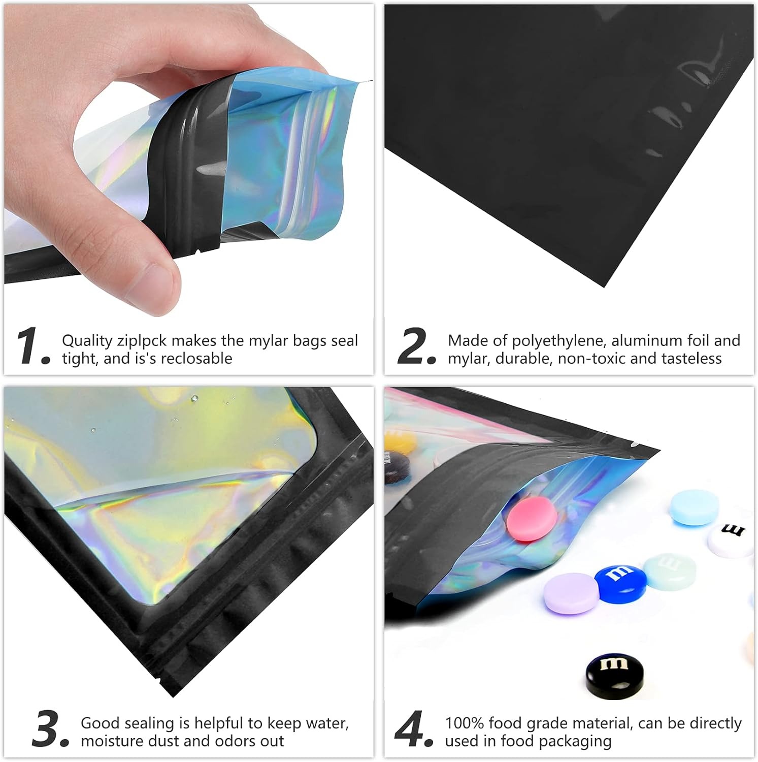 100개의 맞춤 로고 인쇄 가능한 다시 봉인 가능한 귀 - Food Storage In Mylar Bags 리뷰 및 가격