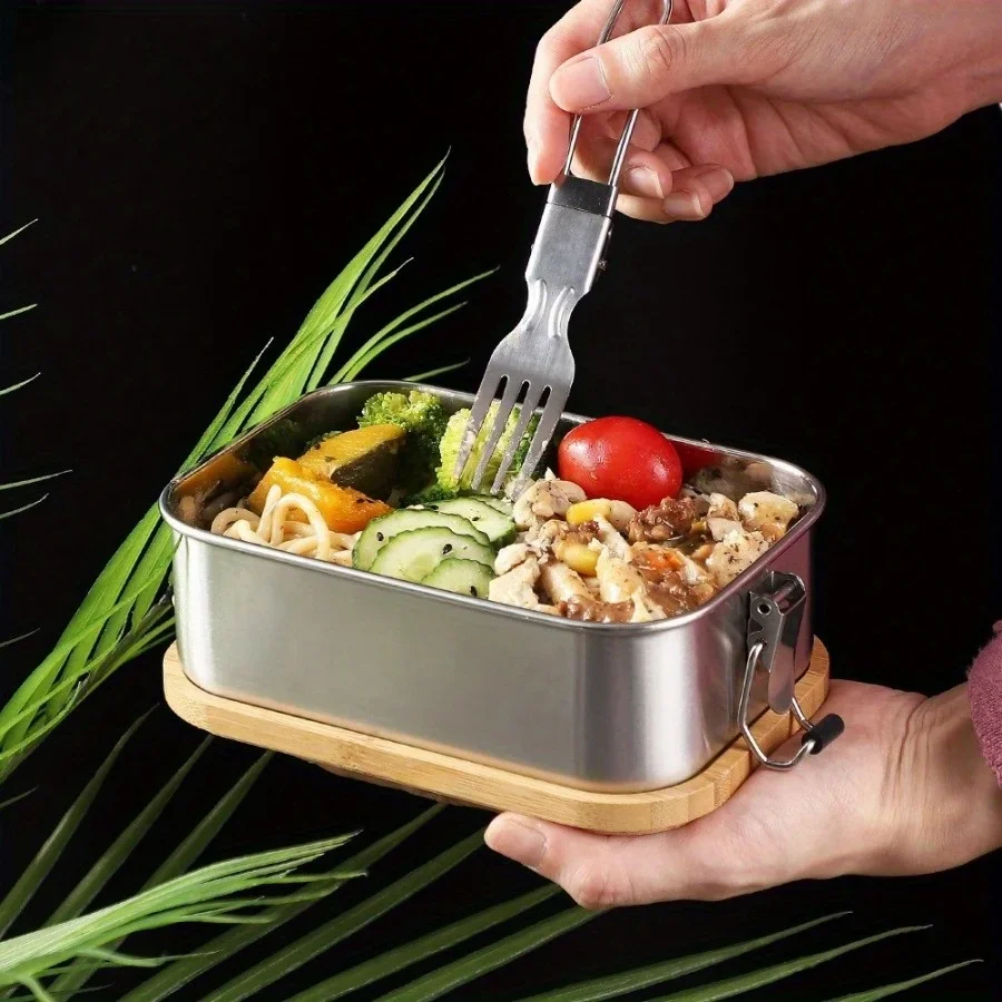 새로운 304 스테인리스 스틸 대나무 뚜껑 도시락, 일 - Food Storage Square Containers 리뷰 및 가격