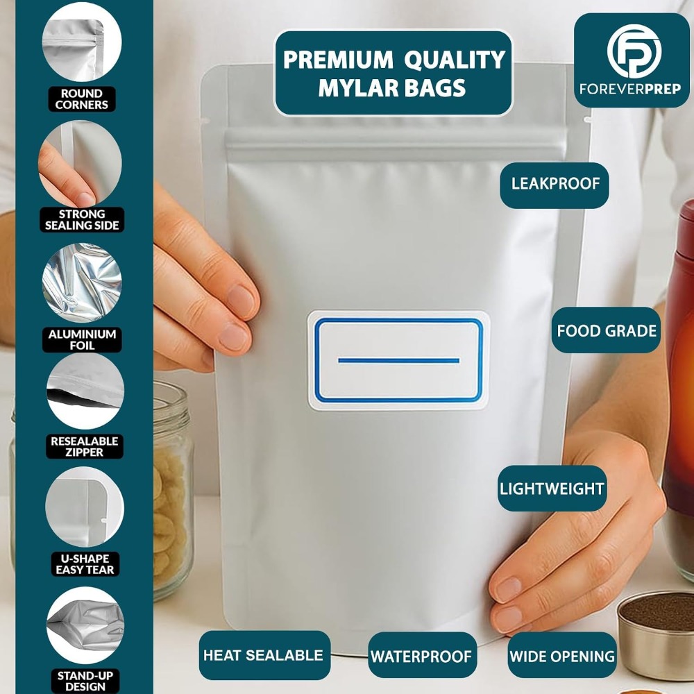 155개의 산소 흡수제가 포함된 155개의 마일라 백- - Food Storage Labels 리뷰 및 가격