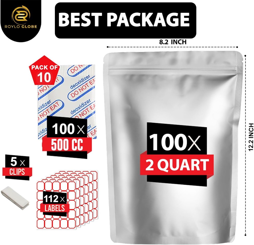 100개입 2쿼트 마일라 백(산소 흡수제 100개, 5 - Food Storage Oxygen Absorbers 리뷰 및 가격