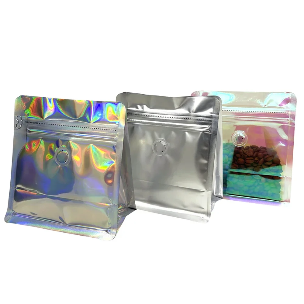 100개 핑크 레인보우 레이저 홀로그램 커피 원두 백  - Food Storage In Mylar Bags 리뷰 및 가격