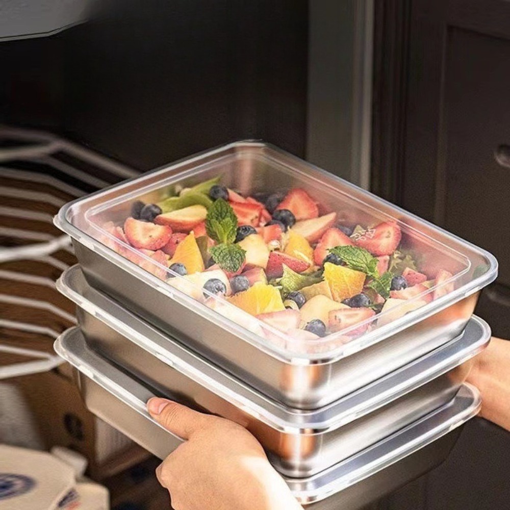 식품 등급 스테인리스 스틸 서빙 트레이(뚜껑 포함),  - Storage Food Tray 리뷰 및 가격