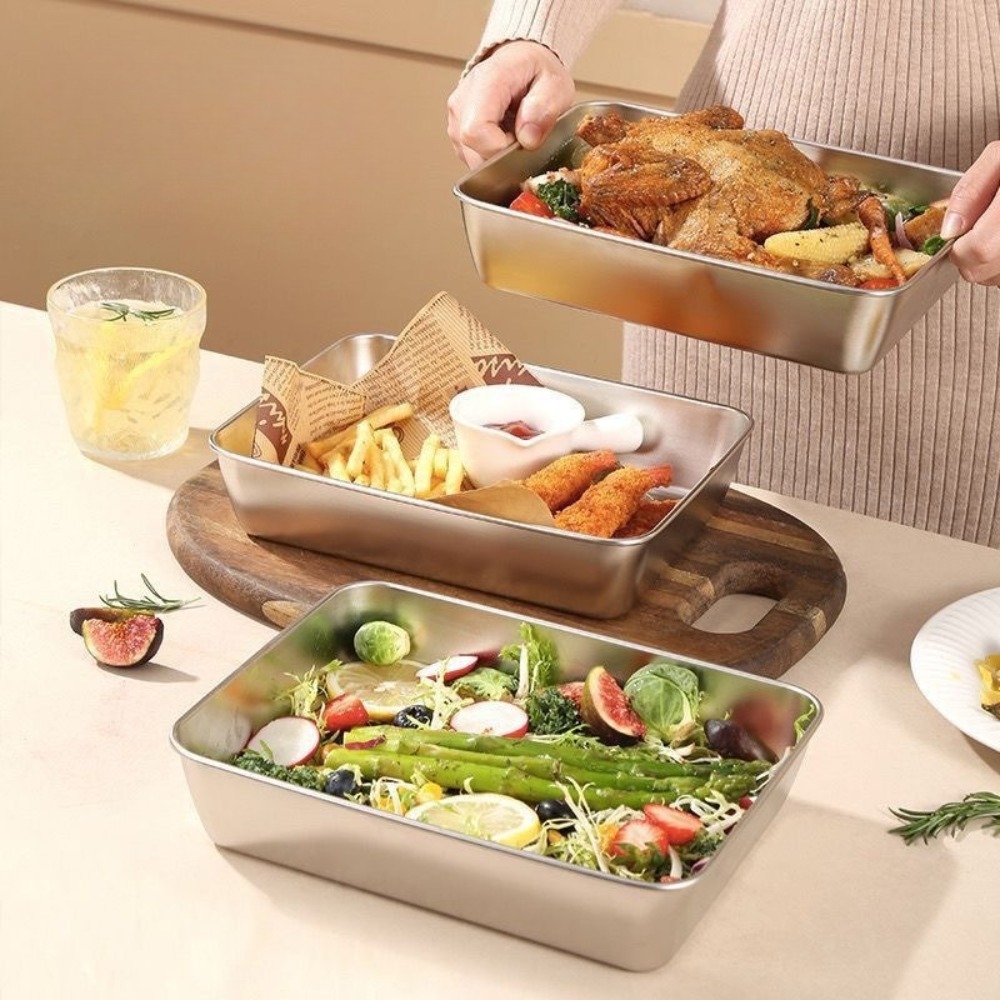 식품 등급 스테인리스 스틸 서빙 트레이(뚜껑 포함),  - Storage Food Tray 리뷰 및 가격
