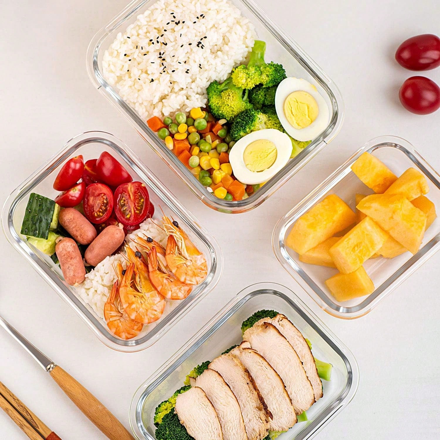 10팩 유리 밀프렙 용기, 뚜껑이 있는 밀폐형 식품 보 - Food Storage Square Containers 리뷰 및 가격