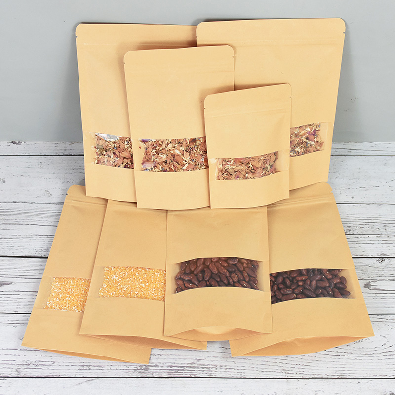 20/50pcs 크래프트 종이 지퍼 잠금 가방 창 음식 - Food Storage Zip Bags 리뷰 및 가격