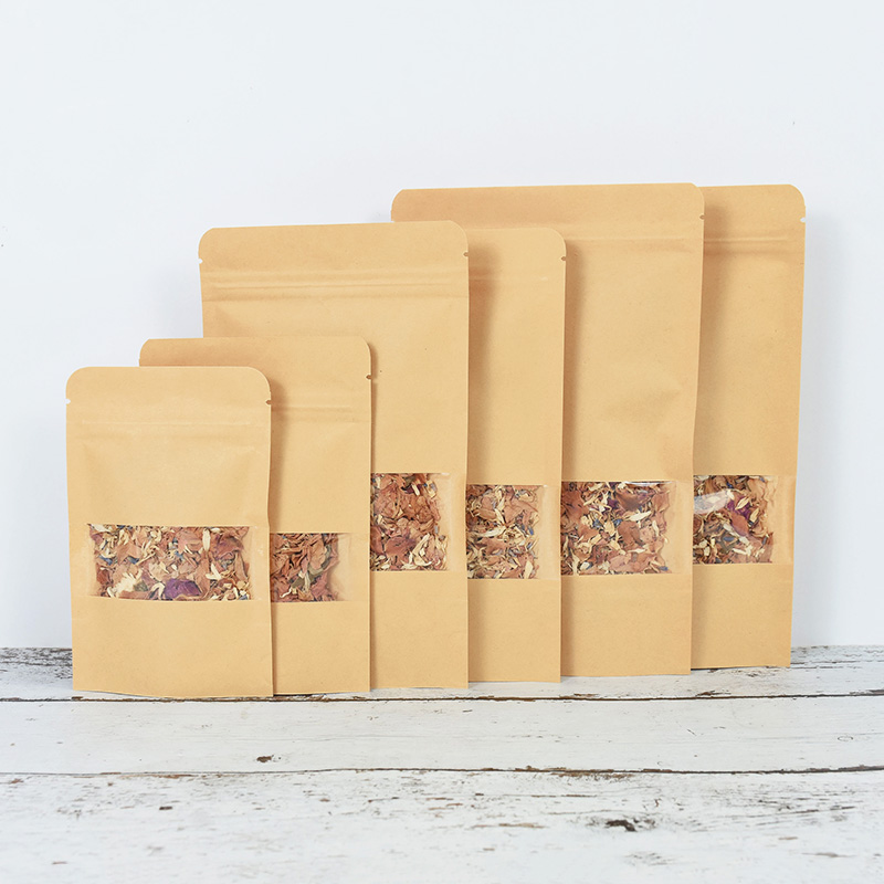 20/50pcs 크래프트 종이 지퍼 잠금 가방 창 음식 - Food Storage Zip Bags 리뷰 및 가격