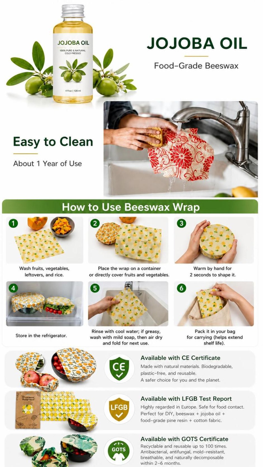 9개 다양한 크기의 밀랍 식품 포장지 세척 가능한 신선 - Beeswax Food Wrap 리뷰 및 가격