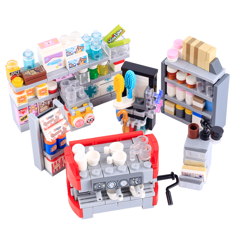 MOC 시티 스트리트 뷰 슈퍼마켓 빌딩 블록 가정용 가 - Food Storage Building 리뷰 및 가격