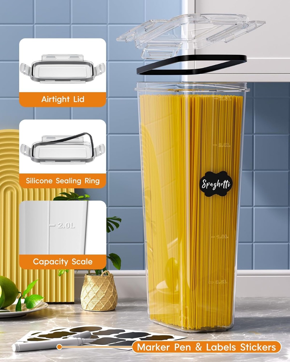 24개의 밀폐 식품 보관 용기(뚜껑 포함), BPA 프 - Food Storage Labels 리뷰 및 가격