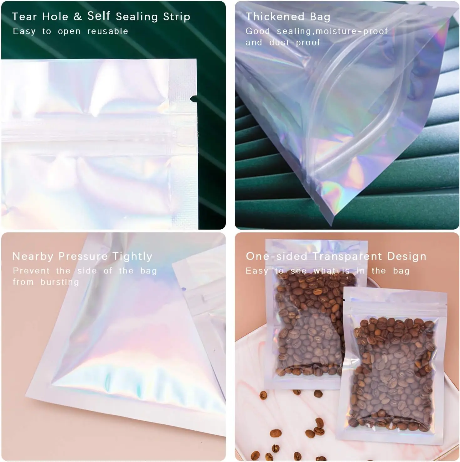 재밀봉 가능한 홀로그램 레인보우 마일라 백, 냄새 방지 - Food Storage In Mylar Bags 리뷰 및 가격